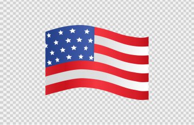 Png veya şeffaf arkaplanda izole edilmiş Amerikan bayrağı, ABD sembolleri, afiş, kart, reklam, promosyon için şablon, TV reklamı, web tasarımı, poster, vektör ilülasyonu 