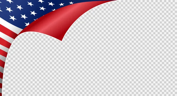 Curled Corner American Flag Isolated Png Transparent Background Symbols Usa — Stok Vektör