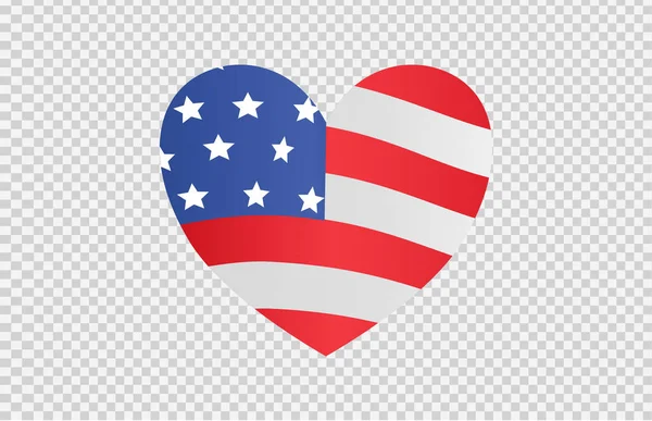 Bandera Americana Forma Corazón Aislada Png Fondo Transparente Símbolos Plantilla — Vector de stock