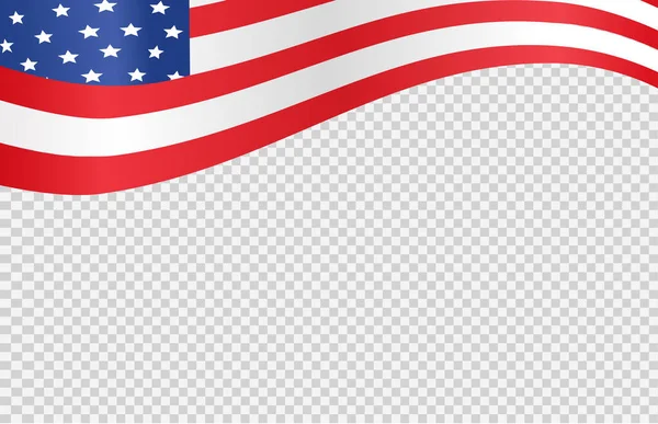 Waving Vlag Van Amerikaanse Geïsoleerd Png Transparante Achtergrond Symbolen Van — Stockvector