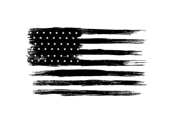 American Flag Ink Brush Paint Textured Isolated Png Transparent Background — Stock Vector