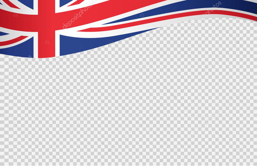 Waving flag of  UK isolated  on png or transparent  background,Symbols of  United Kingdom,Great Britain,template for banner,card,advertising ,promote, TV commercial, ads, web, vector illustration  