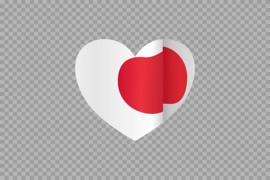 Japan flag in heart shape isolated  on png or transparent  background,Symbols Japan, template for banner,card,advertising ,promote,ads, web design, magazine, news paper,vector