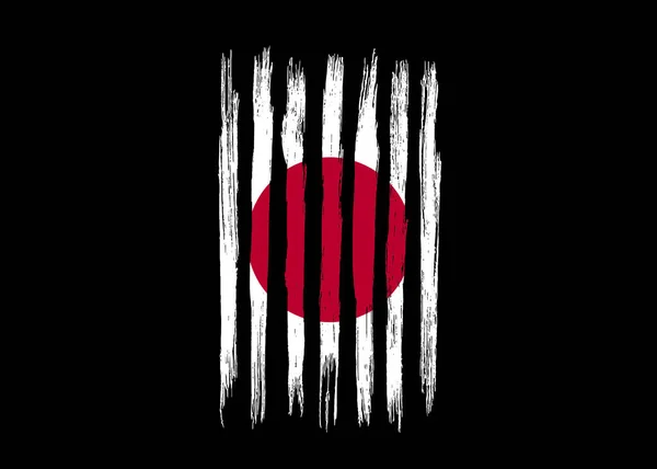 Bandera Japón Con Pintura Pincel Texturizada Aislada Sobre Fondo Negro — Vector de stock