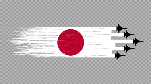 Drapeau Japon Avec Des Avions Chasse Militaires Isolés Sur Png — Image vectorielle