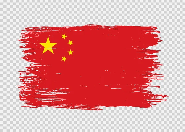 Drapeau Chine Avec Peinture Pinceau Texturé Isolé Sur Fond Png — Image vectorielle