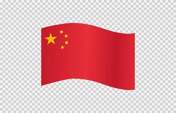 在透明或透明的背景下孤立的飘扬的中国国旗 中国的象征 电视广告 矢量图解模板 — 图库矢量图片