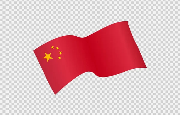 Waving Vlag Van China Geïsoleerd Png Transparante Achtergrond Symbool Van — Stockvector