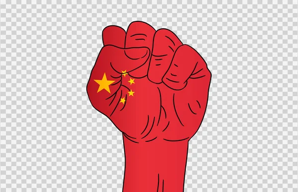 China Flag Colored Hand Isolated Png Transparent Background Symbols China — Stock Vector