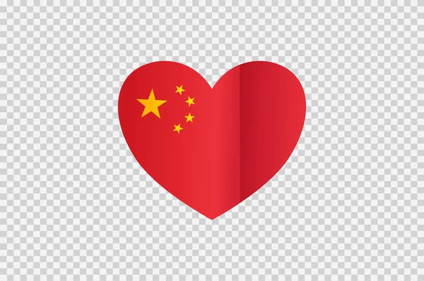 China Flag Heart Shape Isolated Png Transparent Background Symbols Chiana — Stock Vector