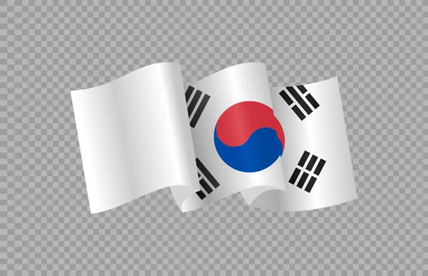 Waving Zászló Dél Korea Elszigetelt Png Vagy Átlátszó Háttér Szimbólum — Stock Vector