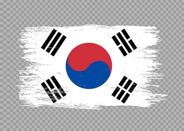 韩国国旗 带有笔墨纹理 背景平整或透明 象征韩国 旗帜模板 网页设计 — 图库矢量图片