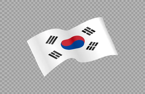 Waving Zászló Dél Korea Elszigetelt Png Vagy Átlátszó Háttér Szimbólum — Stock Vector