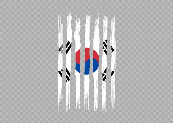 Bandeira Coreia Sul Com Pintura Pincel Texturizado Isolado Png Fundo —  Vetores de Stock