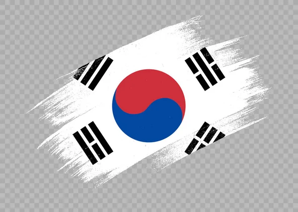 South Korea Flag Brush Paint Textured Isolated Png Transparent Background — Stock Vector