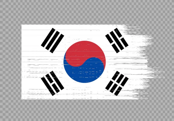 South Korea Flag Brush Paint Textured Isolated Png Transparent Background — ストックベクタ