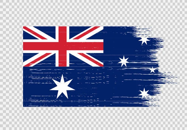 Australië Vlag Met Penseel Verf Textuur Geïsoleerd Png Transparante Achtergrond — Stockvector