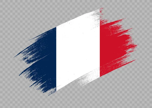 Bandera Francia Con Pintura Pincel Texturizada Aislada Sobre Fondo Png — Vector de stock