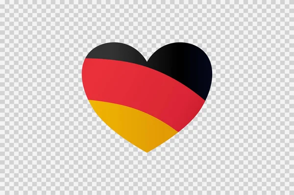 Pngまたは透明な背景に隔離されたハート型のドイツ国旗 ドイツのシンボル バナー カード プロモーション ウェブデザイン ニュースペーパー ベクトル トップゴールドスポーツ受賞国のためのテンプレート — ストックベクタ