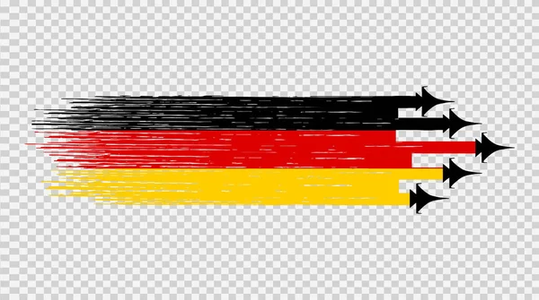 德国国旗与军用战斗机隔离在平整或透明的地方 象征德国 横幅模板 网页设计 顶级金牌得主体育国家 — 图库矢量图片