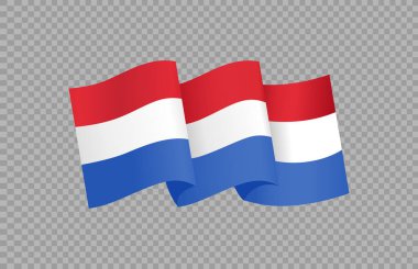 Hollanda 'nın dalgalı bayrağı png veya şeffaf arkaplanda izole edilmiş, Hollanda Sembolü, afiş, kart, reklamcılık, tanıtım, vektör ilüstrümanı birinci altın madalya sahibi ülke 