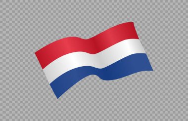 Hollanda 'nın dalgalı bayrağı png veya şeffaf arkaplanda izole edilmiş, Hollanda Sembolü, afiş, kart, reklamcılık, tanıtım, vektör ilüstrümanı birinci altın madalya sahibi ülke 