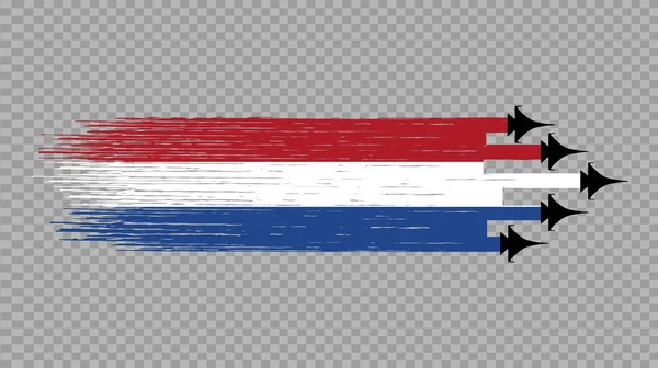荷兰国旗 军用喷气式战斗机在平整或透明的情况下被隔离 荷兰的象征 冠军体育国家的模板 — 图库矢量图片