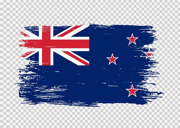 Neuseeland Flagge Mit Pinselfarbe Strukturiert Isoliert Auf Png Oder Transparentem — Stockvektor