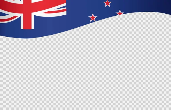 Zwaaien Vlag Van Nieuw Zeeland Geïsoleerd Png Transparante Achtergrond Symbool — Stockvector