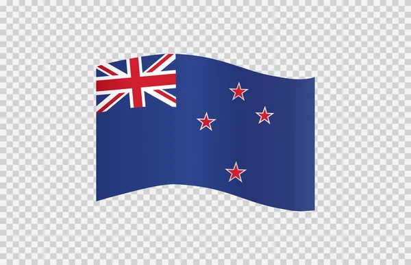 Ondeando Bandera Nueva Zelanda Aislado Png Fondo Transparente Símbolo Nueva — Archivo Imágenes Vectoriales