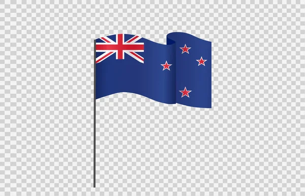 Viftande Flagga Nya Zeeland Isolerad Png Eller Transparent Bakgrund Symbol — Stock vektor