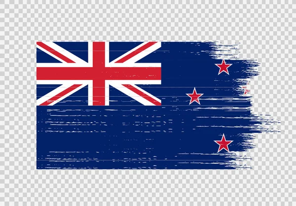 Новозеландский Флаг Кисточкой Текстурированной Изолированной Png Прозрачном Фоне Новая Зеландия — стоковый вектор
