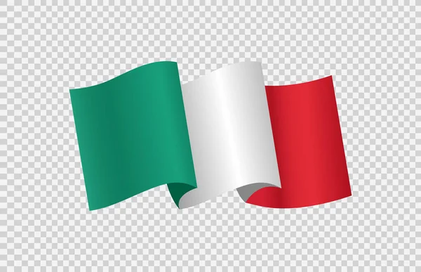 Waving Zászló Olaszország Elszigetelt Png Vagy Átlátszó Háttér Olaszország Szimbóluma — Stock Vector