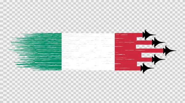Bendera Italia Dengan Jet Tempur Militer Diisolasi Png Atau Transparan - Stok Vektor