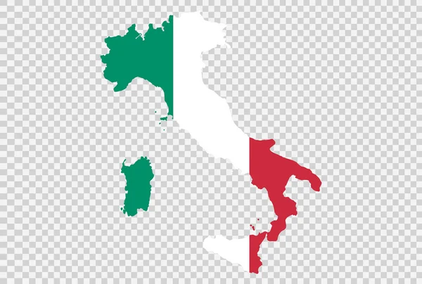 Italia Bandiera Sulla Mappa Isolato Sfondo Png Trasparente Simbolo Italia — Vettoriale Stock