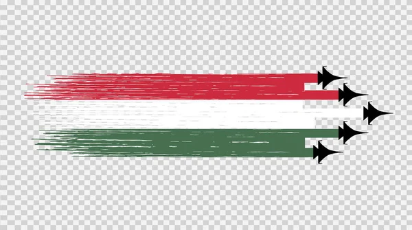 Hongarije Vlag Met Militaire Straaljagers Geïsoleerd Png Transparant Symbolen Van — Stockvector