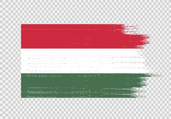 Hongaarse Vlag Met Penseelverf Geïsoleerd Png Transparante Achtergrond Symbool Hongarije — Stockvector