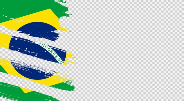 Brasilien Flagga Med Pensel Färg Strukturerad Isolerad Png Eller Transparent — Stock vektor