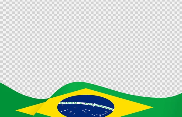 ブラジルの波のフラグは Pngまたは透明な背景に隔離された ブラジルのシンボル バナー カード プロモーション ベクトルイラストのためのテンプレートトップゴールドメダルスポーツ受賞国 — ストックベクタ
