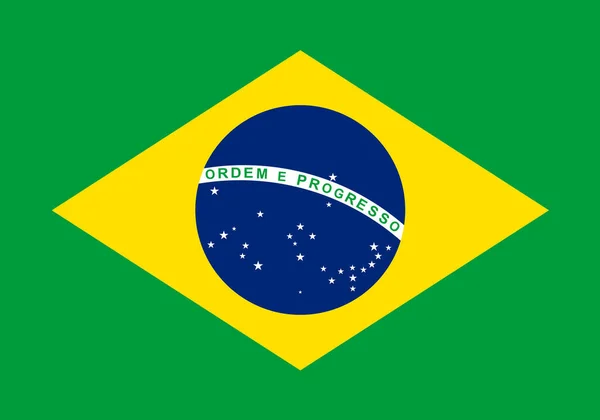 Brasilien Flagga Standard Form Färg Symboler Brasilien Mall Banner Kort — Stock vektor