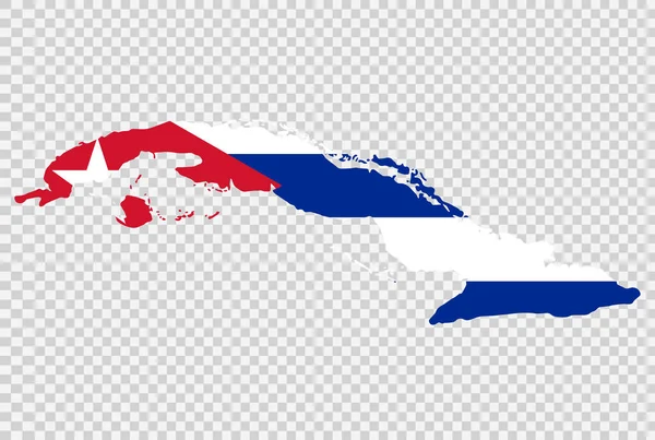 在地图上挂上古巴国旗 以白色或透明的背景隔开 象征古巴 横幅模板 矢量插图 金牌得主国家 — 图库矢量图片