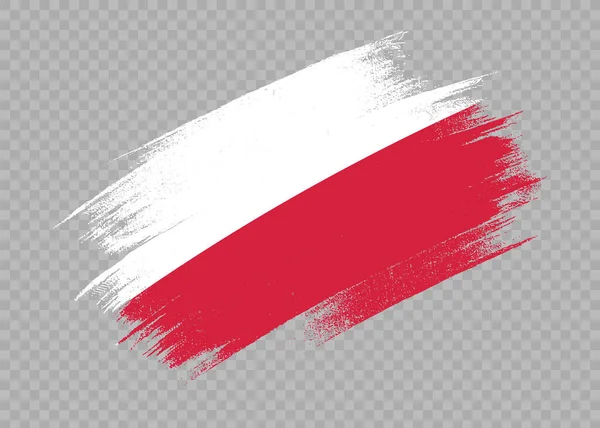 Polen Flagga Med Pensel Färg Strukturerad Isolerad Png Eller Transparent — Stock vektor