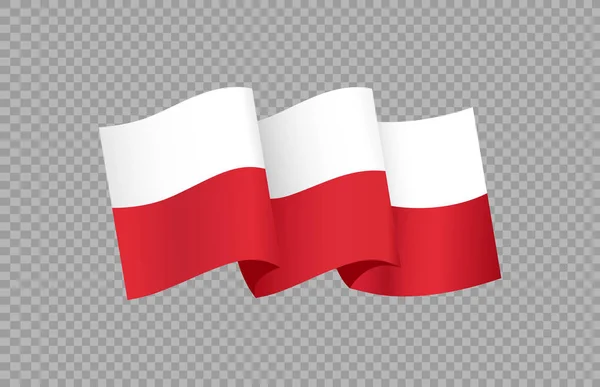 Vlnění Vlajka Polska Izolované Png Nebo Transparentní Pozadí Symbol Polska — Stockový vektor