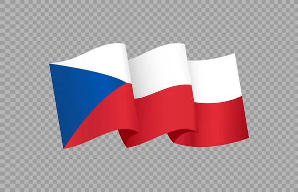 Pngまたは透明な背景に孤立したチェコ共和国の波の旗 チェコのシンボル バナー カード プロモーション ベクトルイラストのためのテンプレートトップゴールドメダルスポーツ受賞国 — ストックベクタ