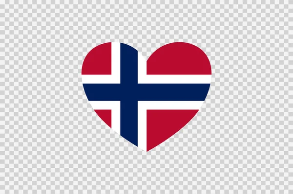 Bandera Noruega Forma Corazón Aislado Png Fondo Transparente Símbolos Noruega — Archivo Imágenes Vectoriales