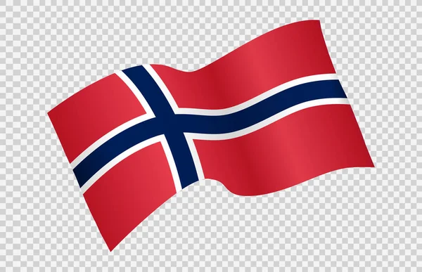 Bandera Ondeando Noruega Aislado Png Fondo Transparente Símbolo Noruega Plantilla — Vector de stock