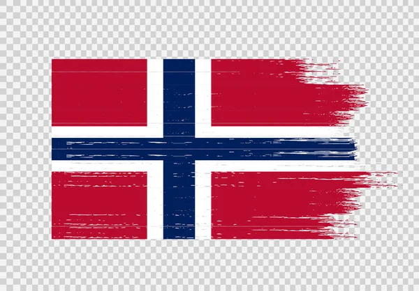 Bandeira Noruega Com Pintura Pincel Texturizado Isolado Png Fundo Transparente — Vetor de Stock