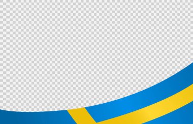 İsveç 'in dalgalı bayrağı png veya şeffaf arkaplanda izole edilmiş, İsveç Sembolü, afiş, kart, reklam, tanıtım, vektör illüstrasyonu birinci altın madalya sahibi ülke