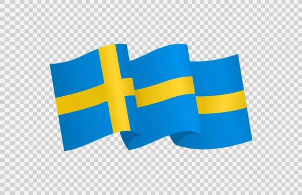 スウェーデンの波のフラグは Pngまたは透明な背景に隔離された スウェーデンのシンボル バナー カード プロモーション ベクトルイラストのためのテンプレートトップゴールドメダルスポーツ受賞国 — ストックベクタ