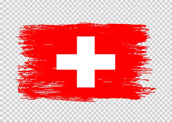Flaga Szwajcarii Farbą Pędzelkową Teksturowane Izolowane Png Lub Przezroczyste Tło — Wektor stockowy